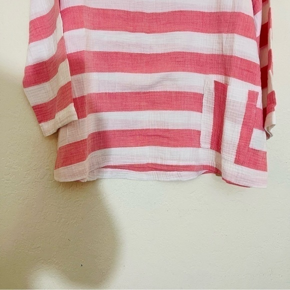 Habitat Quarter Sleeve Gauze Top XS Pink/White - Picture 7 of 11